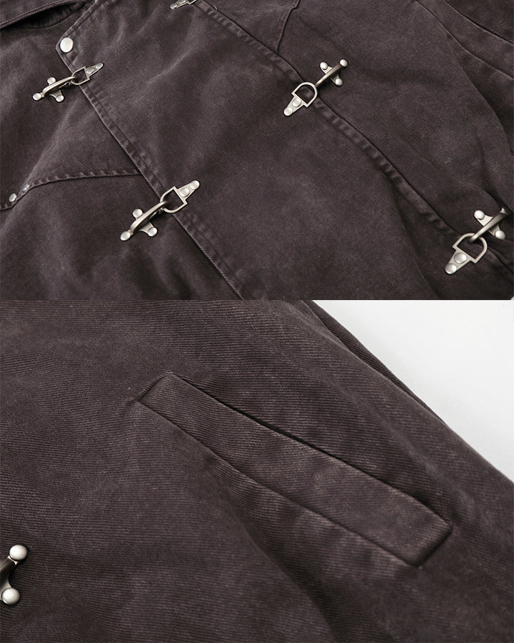 New Arrival Hooded Buckle Denim Jacket - Image 10