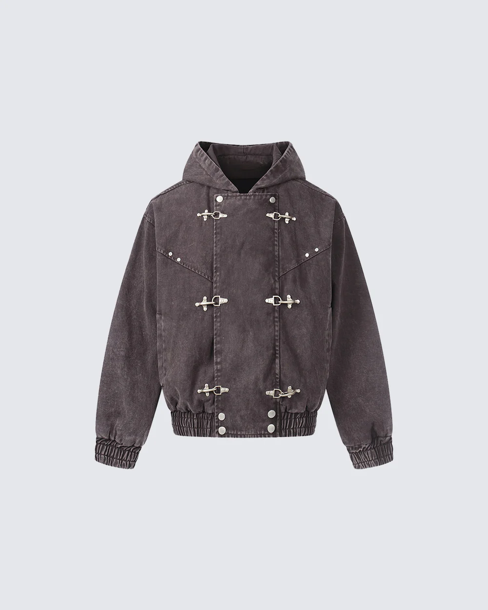 New Arrival Hooded Buckle Denim Jacket - Image 4