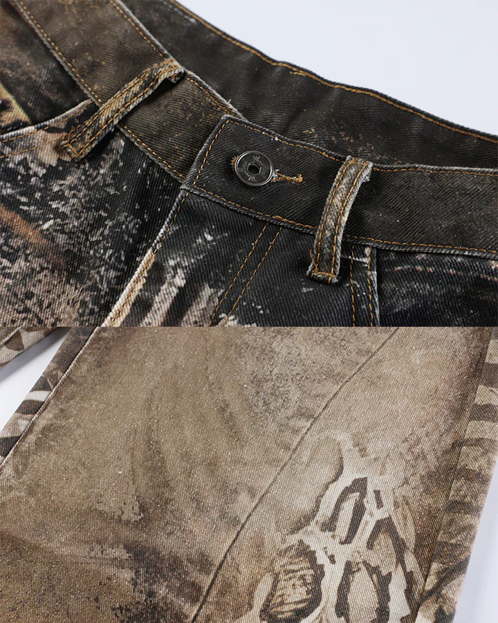 New Arrival Vintage Printed Wide-Legged Jeans - Image 7
