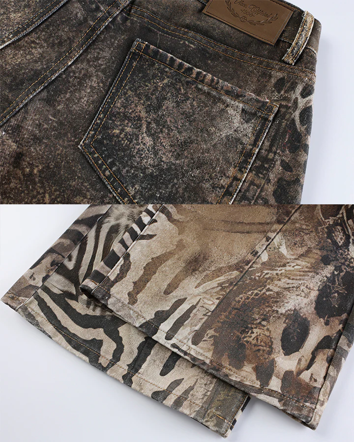 New Arrival Vintage Printed Wide-Legged Jeans - Image 8