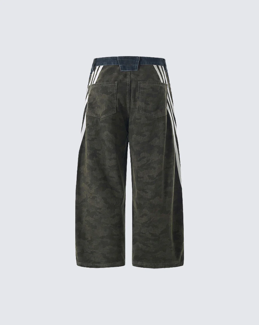 New Camouflage Washed Curved Straight-Leg Pants - Image 4