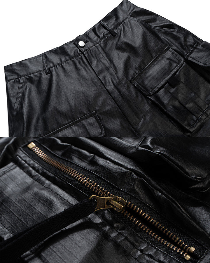 New Coated Zip Utility Cargo Shorts - Image 10