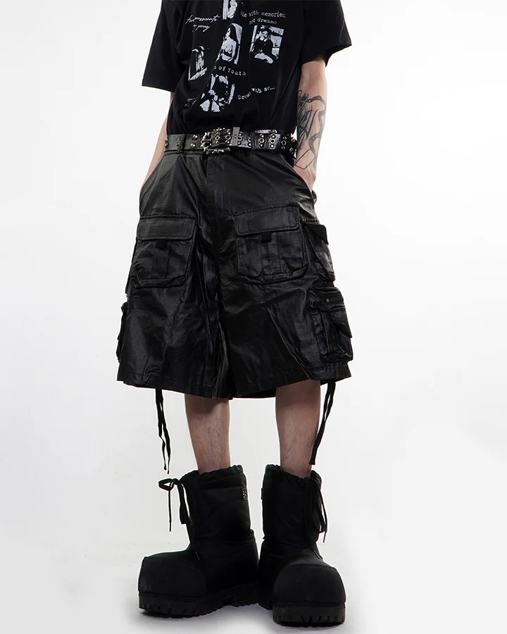 New Coated Zip Utility Cargo Shorts - Image 2