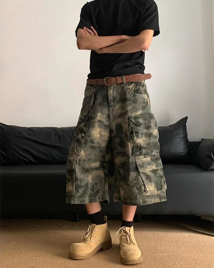 New Cotton Camouflage Cargo Seven-Quarter Shorts - Image 2