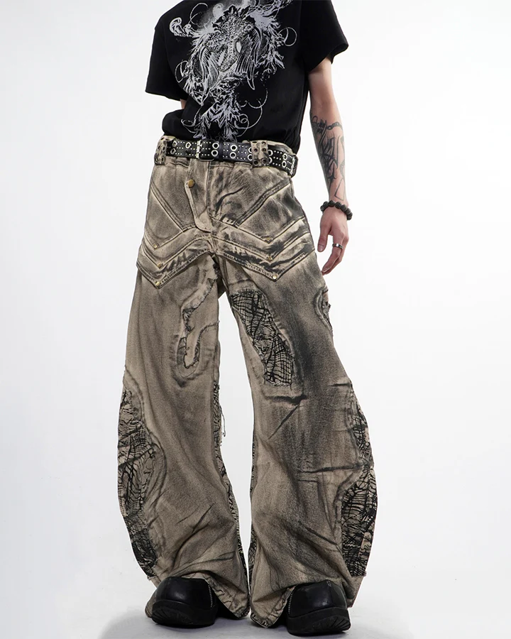 New Distressed Washed Wide Leg Jeans - Image 2