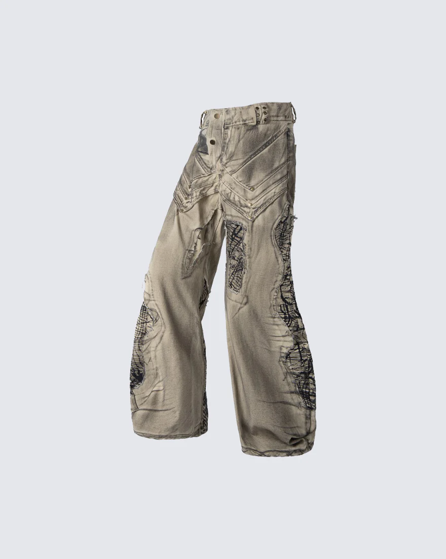 New Distressed Washed Wide Leg Jeans - Image 3
