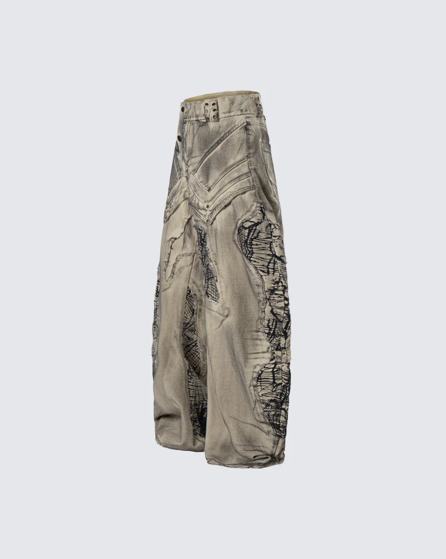 New Distressed Washed Wide Leg Jeans - Image 4