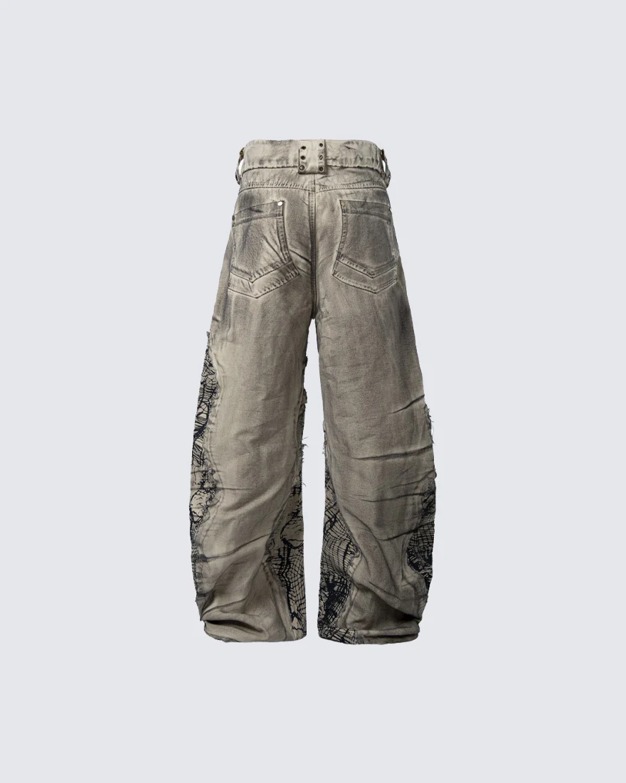 New Distressed Washed Wide Leg Jeans - Image 6