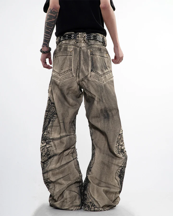 New Distressed Washed Wide Leg Jeans - Image 7