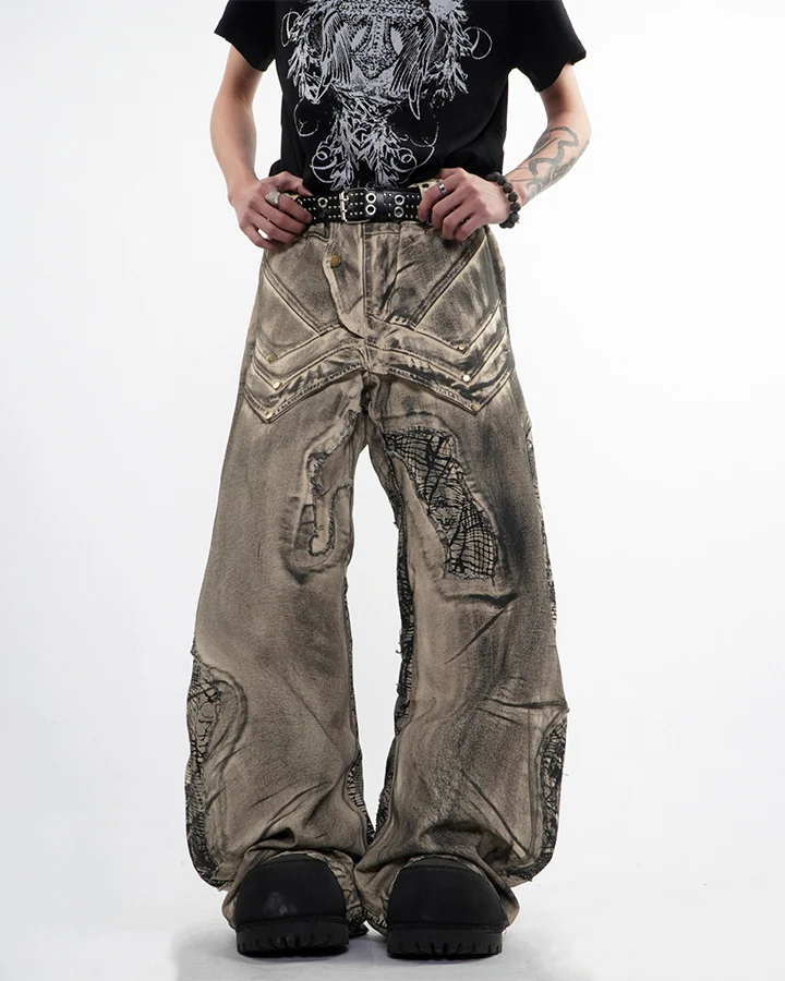 New Distressed Washed Wide Leg Jeans - Image 8