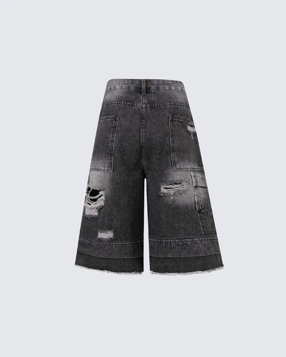 New Double Waist Distressed Denim Pants - Image 4