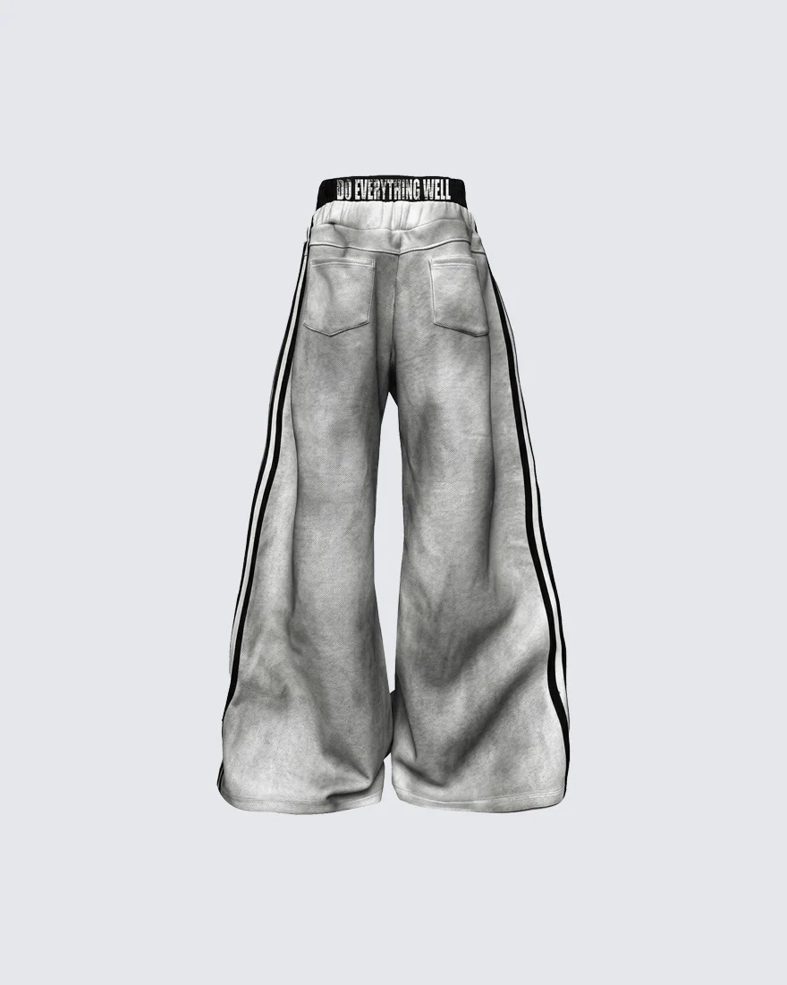 New Double Waist Letter Print Wide-Leg Pants - Image 3