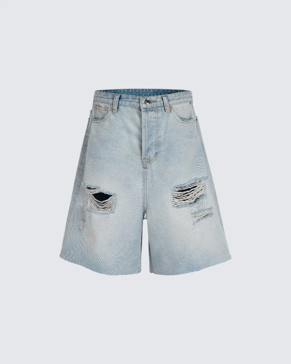 New Light Washed Distressed Denim Shorts