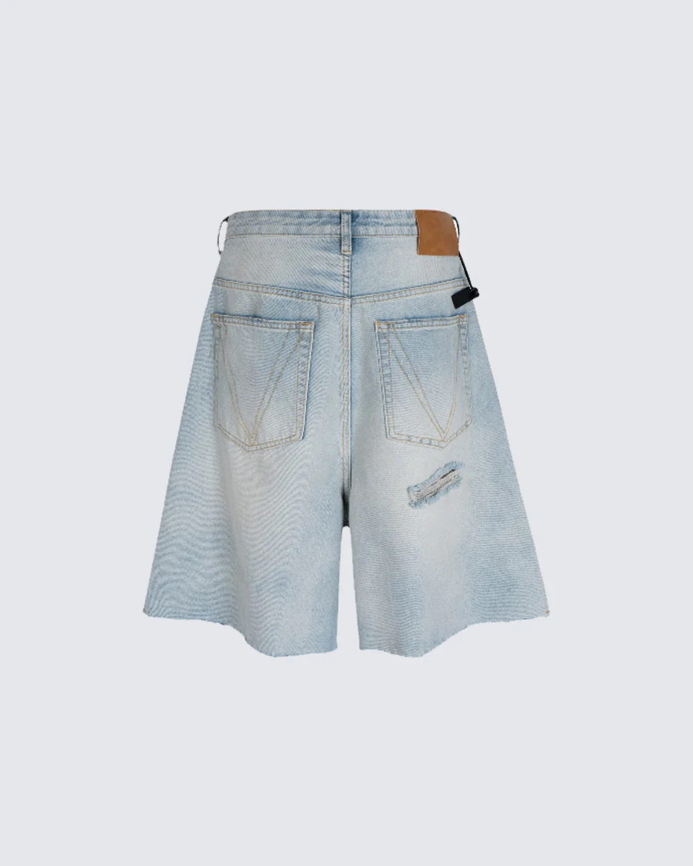 New Light Washed Distressed Denim Shorts - Image 4
