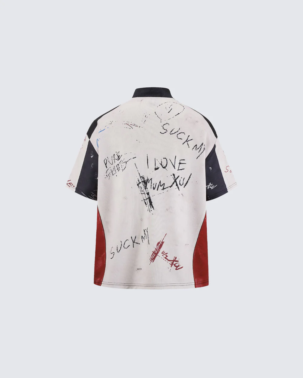 New Minimal Graffiti Contrast Casual T-Shirt - Image 2