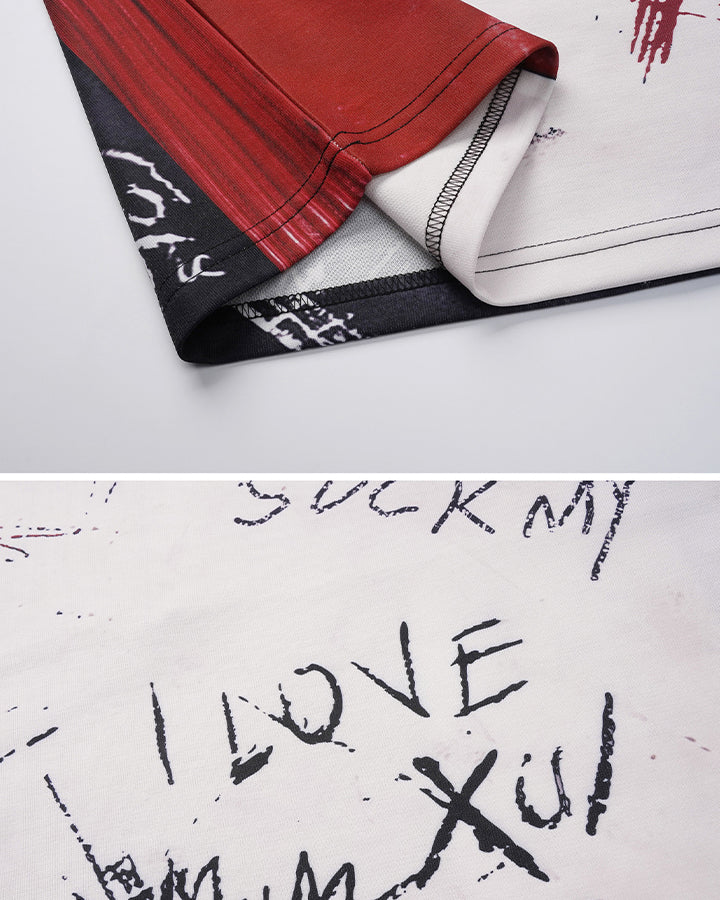 New Minimal Graffiti Contrast Casual T-Shirt - Image 4