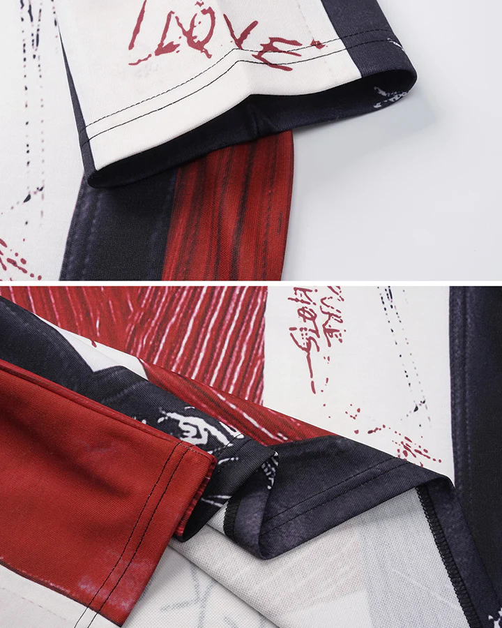 New Minimal Graffiti Contrast Casual T-Shirt - Image 5