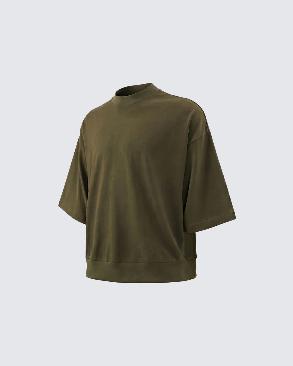 New Minimal Mock Neck Short Sleeve T-Shirt - Image 12