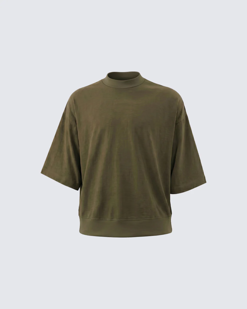 New Minimal Mock Neck Short Sleeve T-Shirt - Image 2