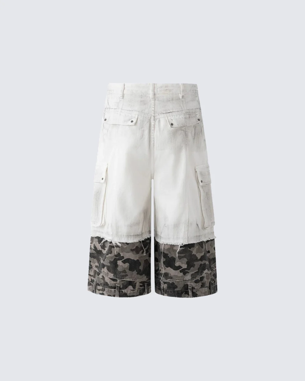 New Patchwork Camo Denim Cargo Shorts - Image 6