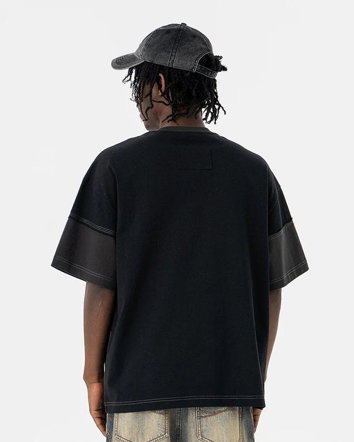 New Patchwork Panel Short Sleeve T-Shirt - Image 3