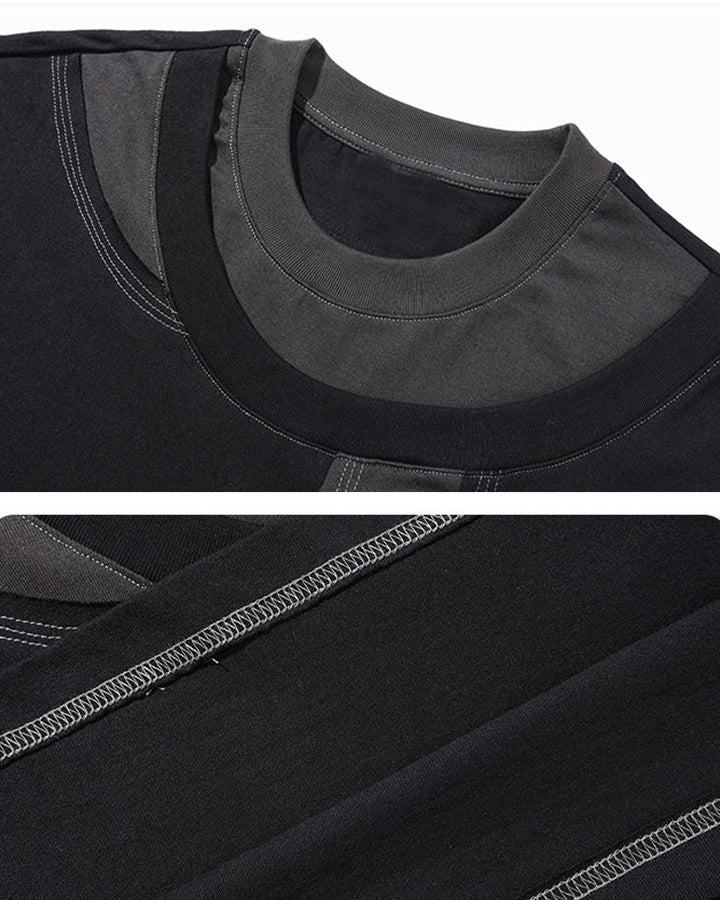 New Patchwork Panel Short Sleeve T-Shirt - Image 5
