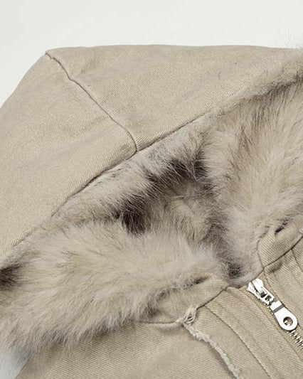 Patchwork Thick Hooded Cotton Jacket - Image 10