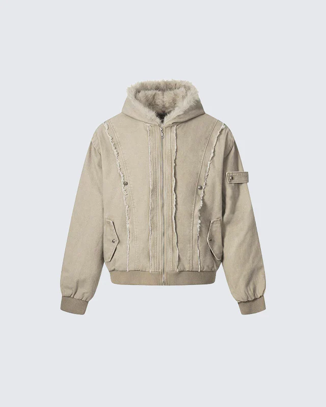 Patchwork Thick Hooded Cotton Jacket - Image 7