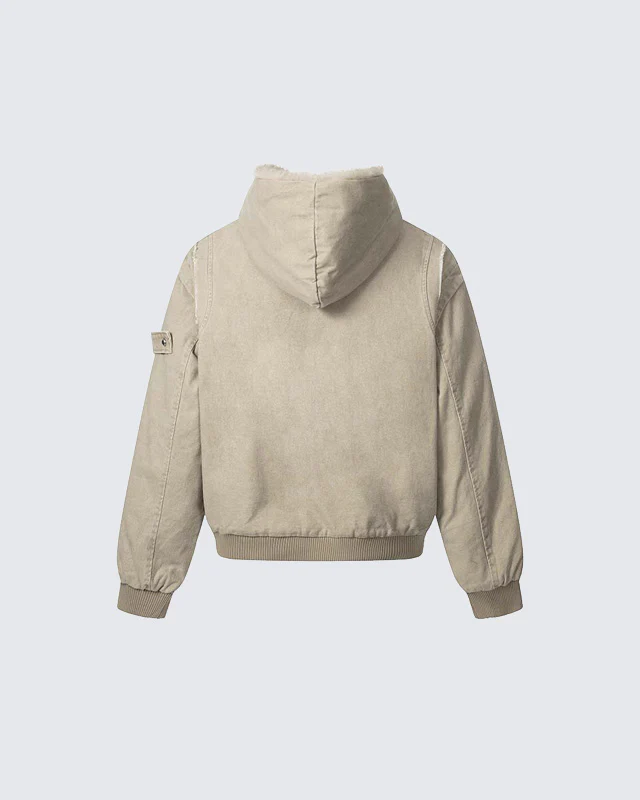 Patchwork Thick Hooded Cotton Jacket - Image 8