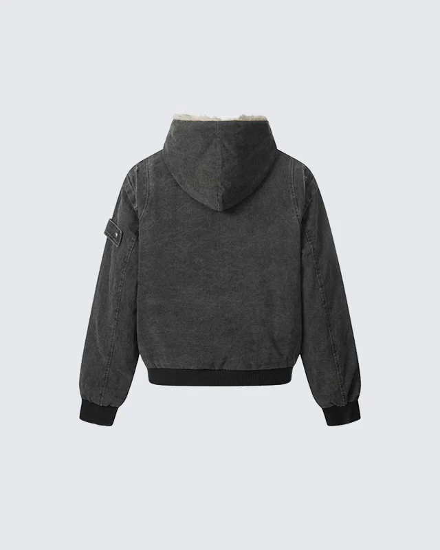 Patchwork Thick Hooded Cotton Jacket - Image 9