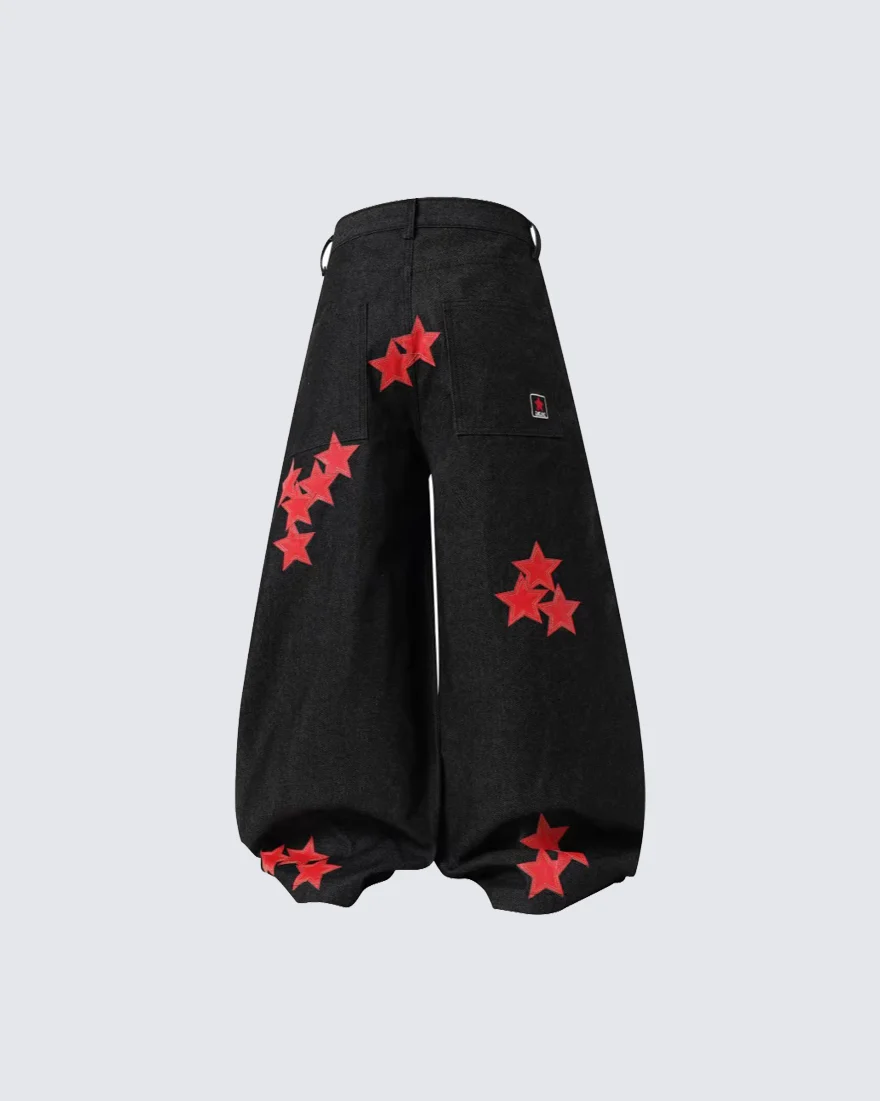 New Print Star Patch Wide-Leg Pants - Image 3