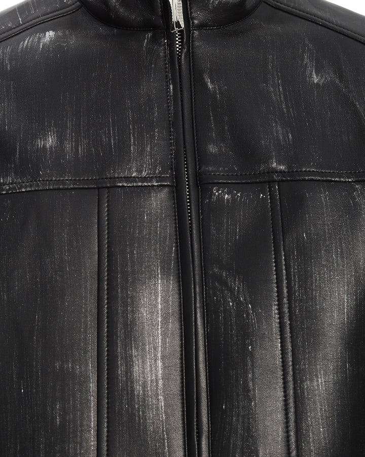 New PU Stand Collar Zip-Up Jacket - Image 4