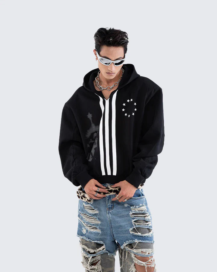 New Punk Stripe Hooded Sweatshirt - Image 10