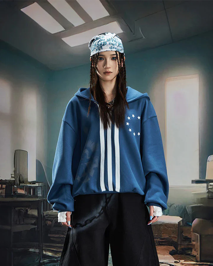 New Punk Stripe Hooded Sweatshirt - Image 4