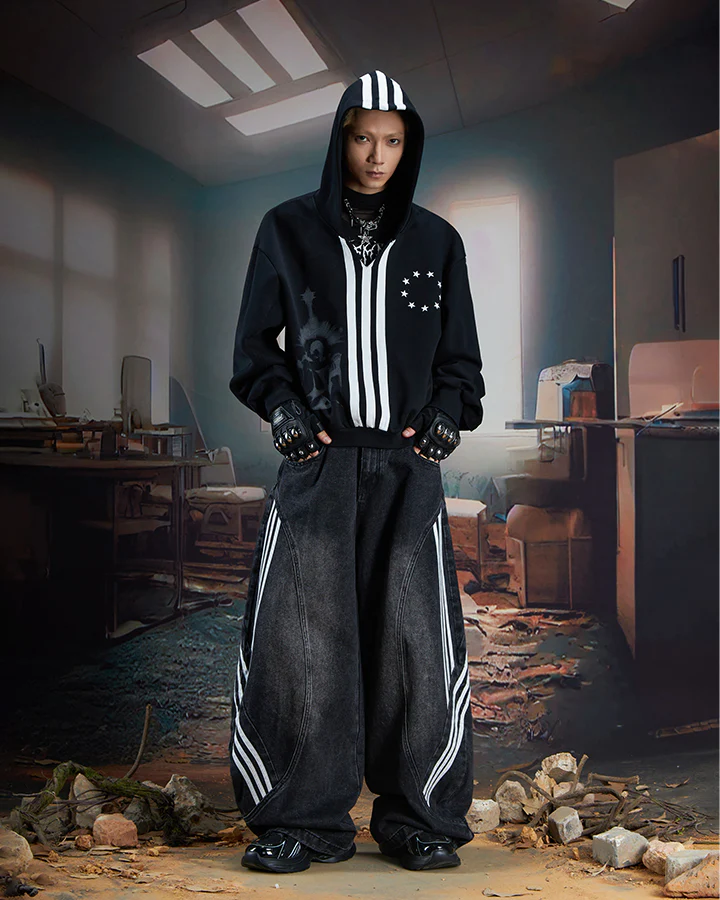 New Punk Stripe Hooded Sweatshirt - Image 5