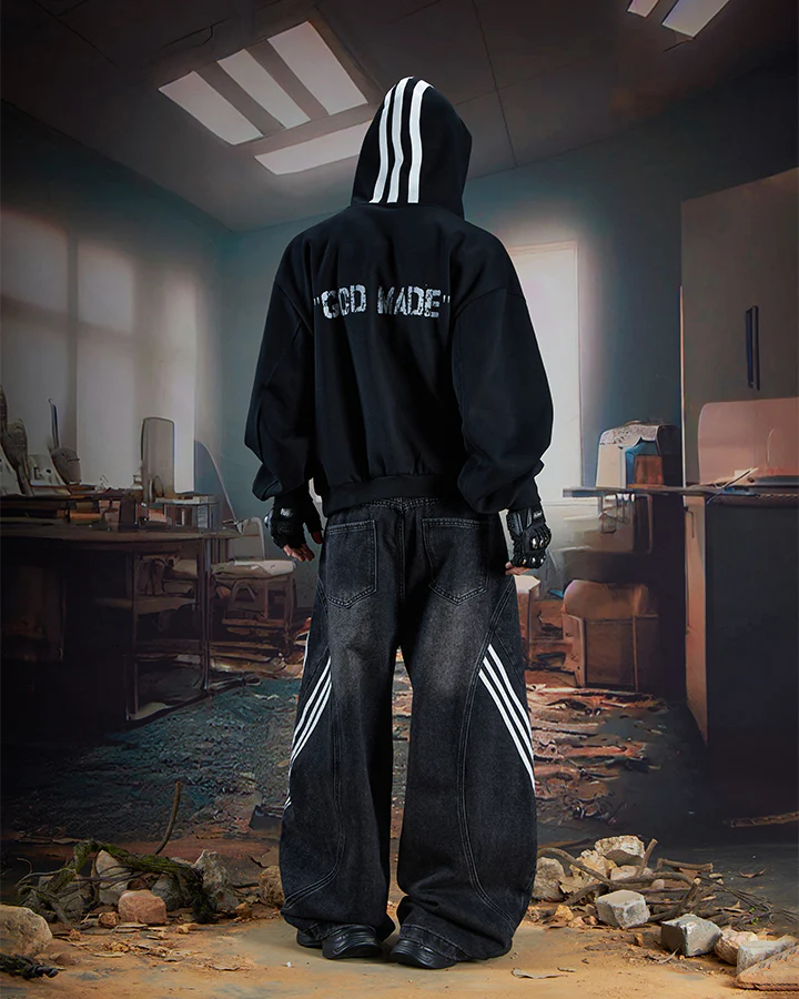 New Punk Stripe Hooded Sweatshirt - Image 6