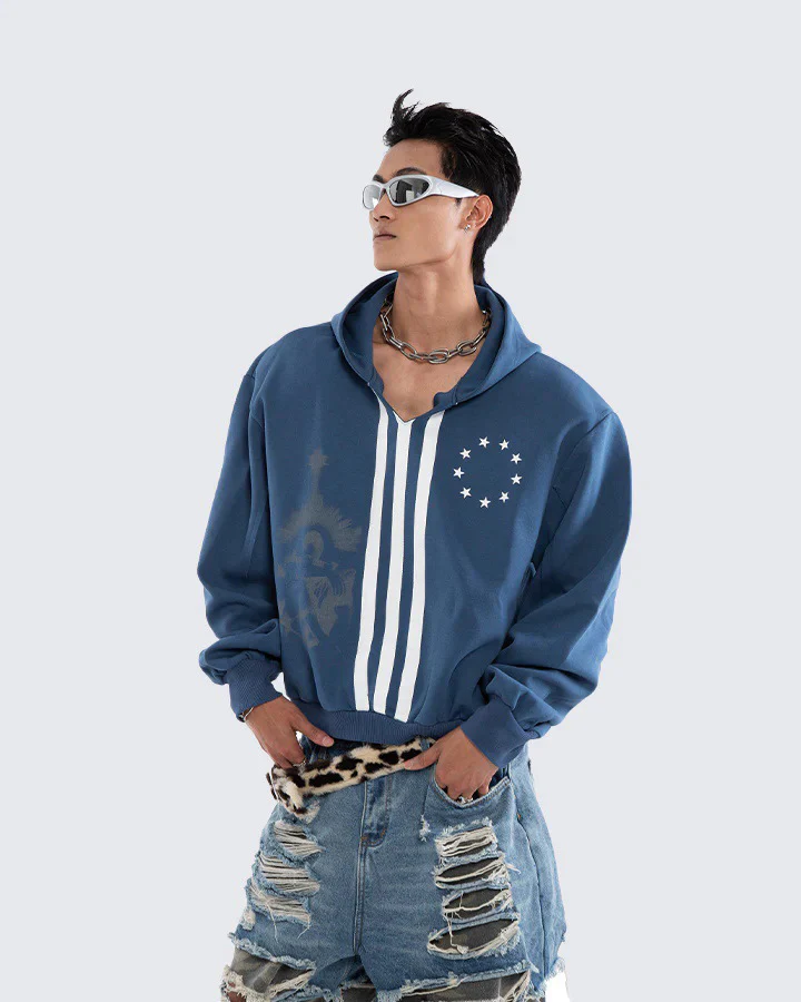 New Punk Stripe Hooded Sweatshirt - Image 9