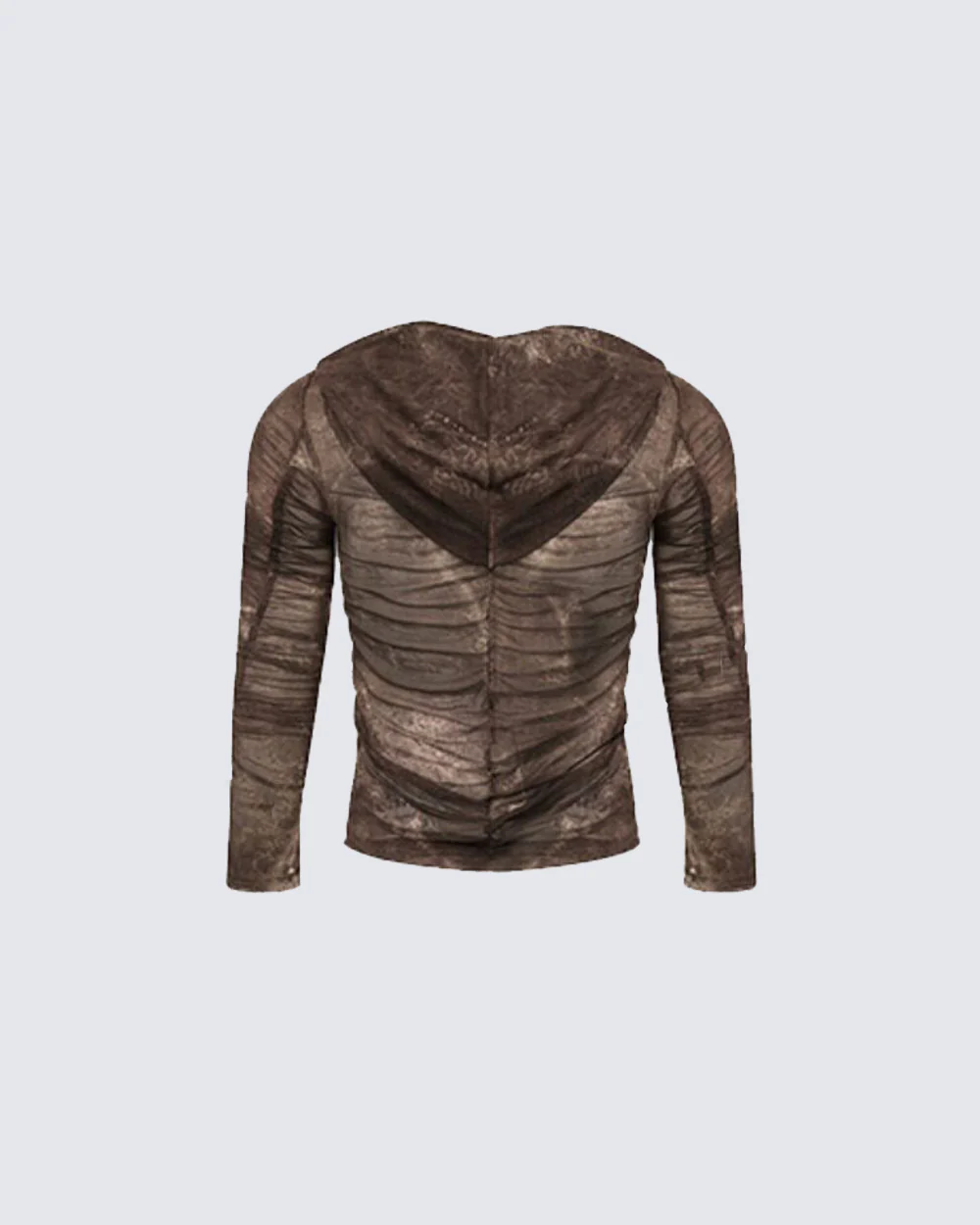 New Ruched Sheer Hooded Mesh Top - Image 5