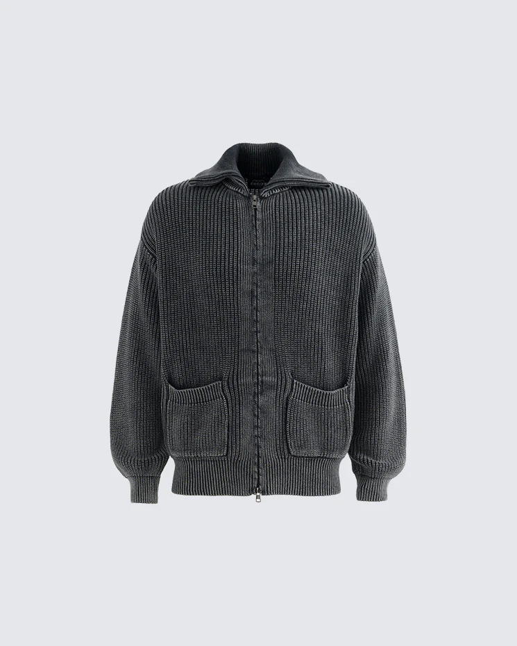 New Simple Solid Color Pocket Knit Sweater