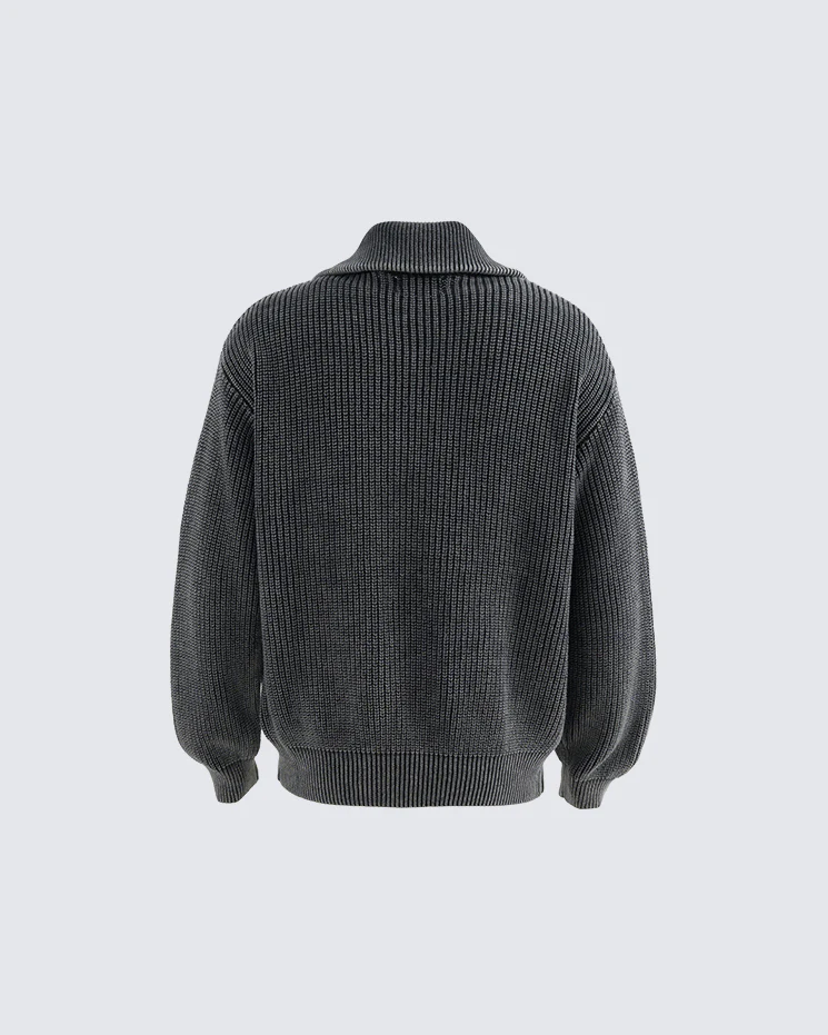 New Simple Solid Color Pocket Knit Sweater - Image 3