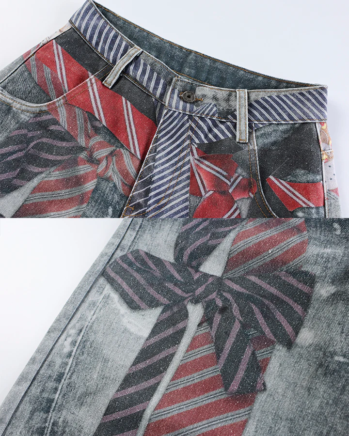 New Tied-Print Balloon Jeans - Image 3