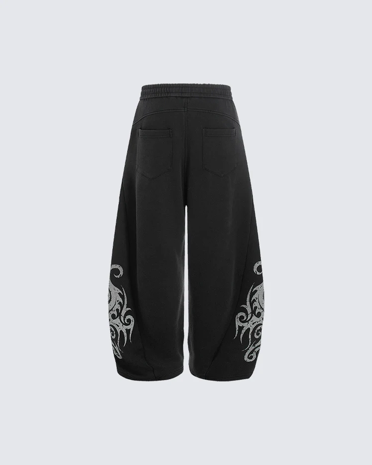 New Tribal Print Wide-Leg Sweatpants - Image 3