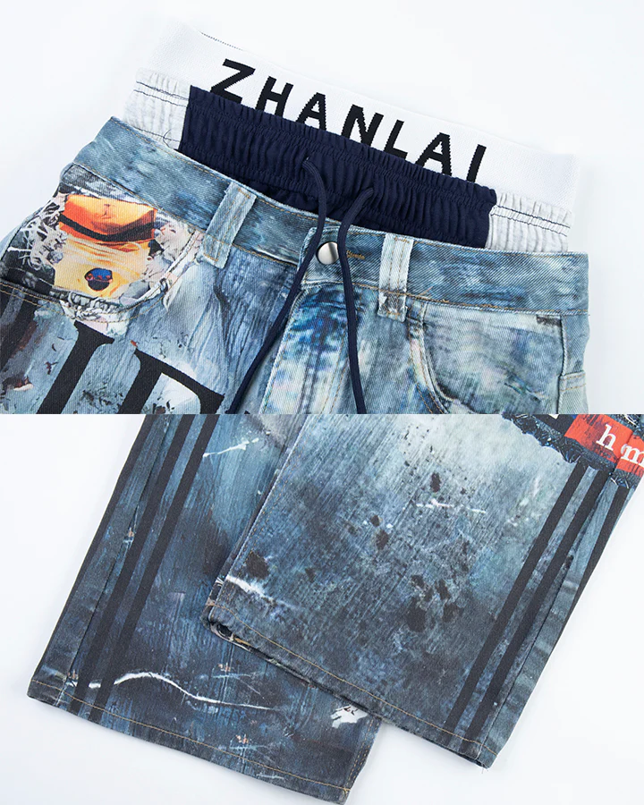 New Triple Waistband 3D Print Street Wide Pants - Image 8