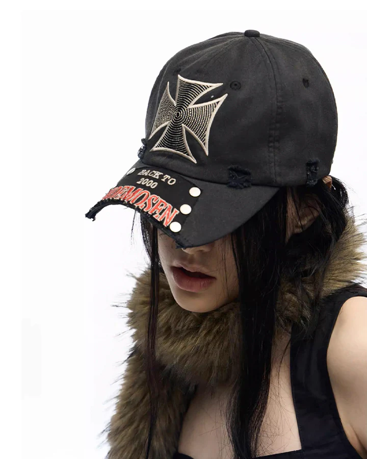 New Vintage Cross Stud Baseball Cap - Image 6