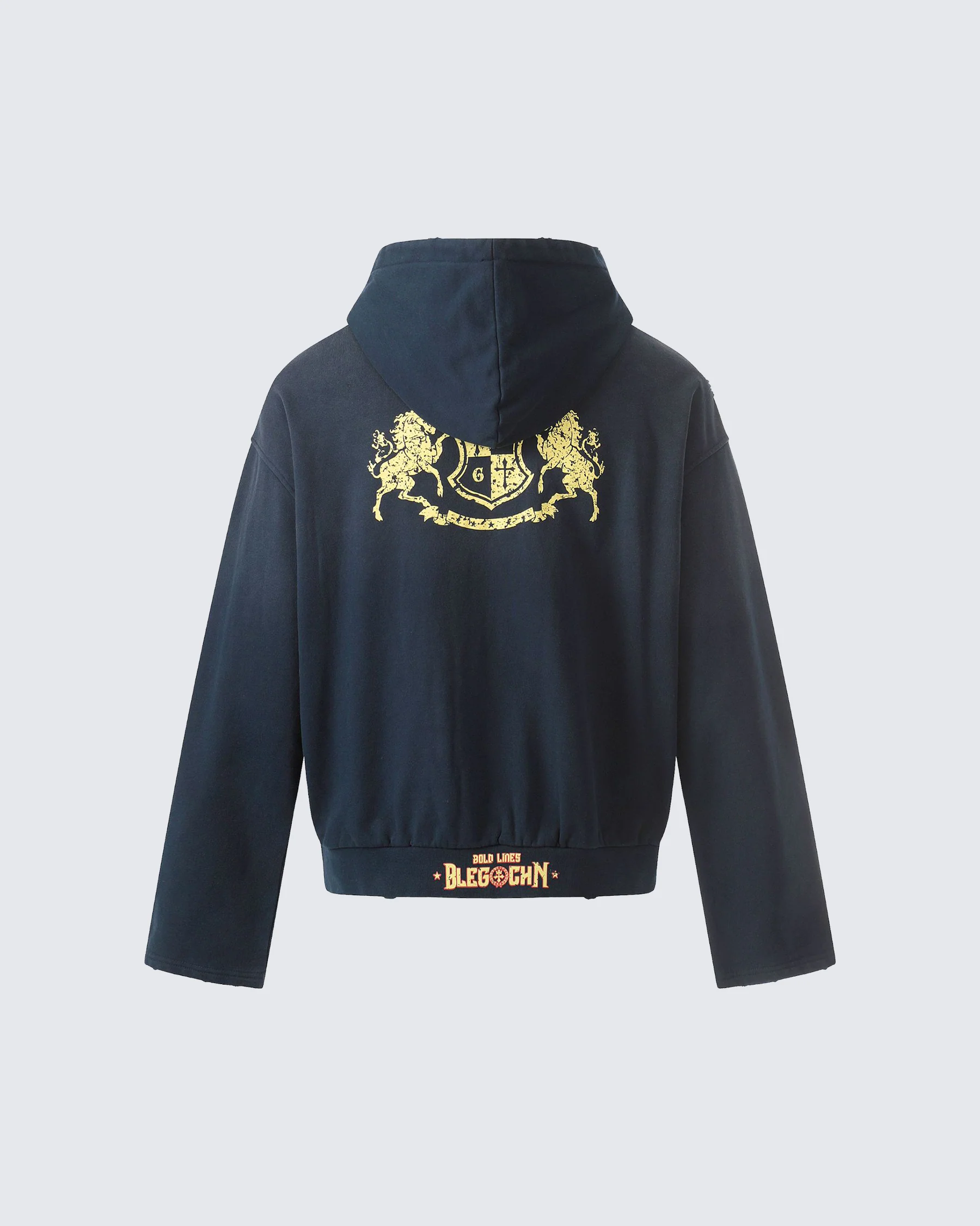 New Vintage Distressed Zipper Hoodie - Image 2