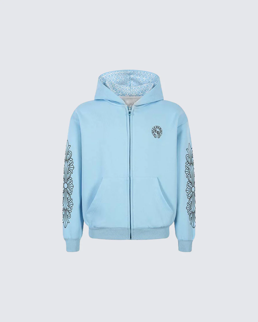 New Vintage Gothic Print Zip Hoodie - Image 5