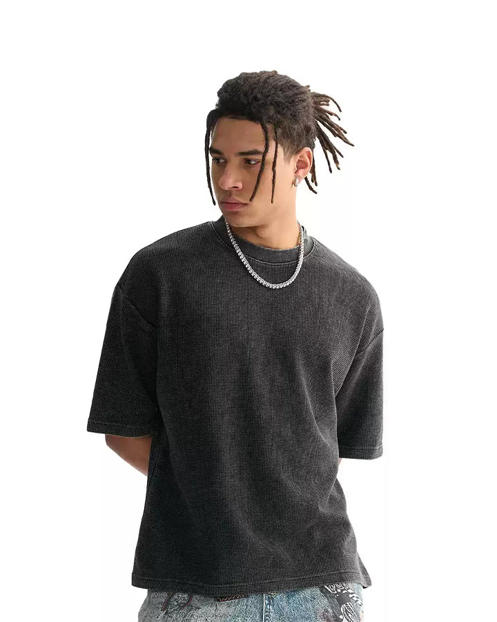 New Vintage Waffle Washed Short Sleeve T-Shirt - Image 3