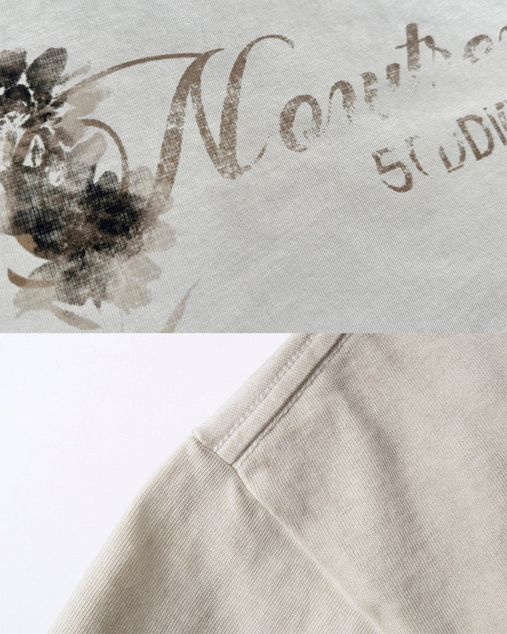 New Vintage Washed Floral Letter T-Shirt - Image 5