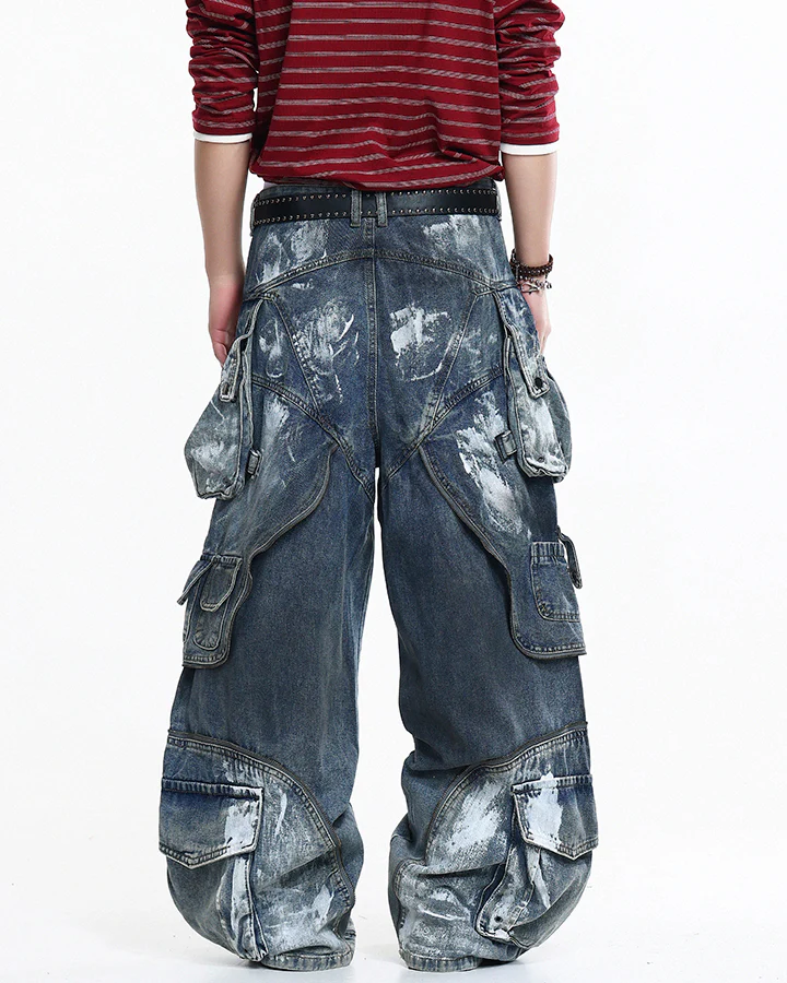 New Washed Multi-Pocket Street Cargo Pants - Image 10