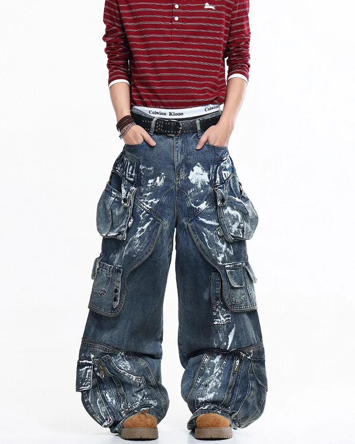 New Washed Multi-Pocket Street Cargo Pants - Image 11